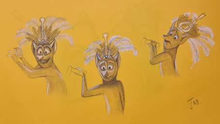 4_fingers feather_crown feathers feral fingers frown lever male open_mouth smile solo teeth anonymous_artist dreamworks madagascar_(series) king_julien lemur mammal primate ring-tailed_lemur strepsirrhine 2013 absurd_res hi_res sketch source_request