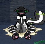 accident ambiguous_gender anthro big_tail blush bodily_fluids clothing embarrassed feet genital_fluids hindpaw humiliation legwear maid_uniform multi_tail omorashi pawpads paws peeing puddle sitting soaked solo tail thigh_highs tino_(vale944) uniform urine watersports wetting vale944 capcom monster_hunter domestic_cat felid feline felis lynian mammal low_res