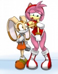 adult_focus anthro big_breasts boots bottomwear breast_expansion breasts brown_eyes cleavage clothed clothing duo expansion female footwear fur gloves green_eyes hair handwear pink_body pink_fur pink_hair shoes skirt thick_thighs thin_calves thin_legs thin_thighs torn_clothing wide_hips young kojiro-brushard sega sonic_the_hedgehog_(series) amy_rose cream_the_rabbit eulipotyphlan hedgehog lagomorph leporid mammal rabbit hi_res