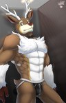 anthro clothing jockstrap male muscular solo underwear darkgoose nintendo pokemon deer generation_5_pokemon mammal pokemon_(species) sawsbuck winter_sawsbuck hi_res