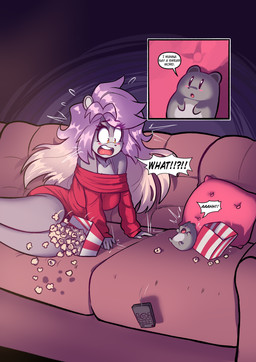 anthro big_breasts blush blush_stickers breasts clothed clothed_anthro clothed_female clothing controller dialogue dress duo extreme_size_difference female feral food furniture grey_body hair larger_female long_hair male micro_anthro micro_male pink_hair popcorn red_clothing red_dress remote_control semi-anthro shocked size_difference smaller_male sofa speech_bubble text yellow_eyes jamoart hampt_(jamoart) helene_marilyn cricetid hamster mammal rodent 2025 absurd_res comic english_text hi_res