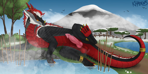 balls feral genitals hot_spring male mane paws penis presenting presenting_penis solo steam unusual_anatomy unusual_genitalia unusual_penis water khaden3 european_mythology mythology dragon mythological_creature mythological_scalie scalie western_dragon absurd_res hi_res