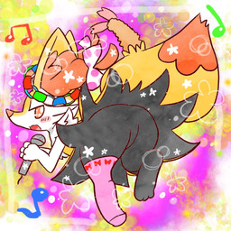 accessory ambiguous_anthro ambiguous_gender anthro bent_over biped blush blush_stickers bow_ribbon digitigrade dipstick_tail electronics featureless_crotch food hair_accessory hair_bow hair_ribbon holding_microphone holding_object looking_at_viewer looking_back looking_back_at_viewer markings microphone musical_note musical_symbol object_in_tail one_sock open_:3 open_mouth open_smile rear_view ribbons shrimp_(food) singing smile snout solo symbol tail tail_markings annyui0611 nintendo pokemon braixen canid generation_6_pokemon mammal pokemon_(species) 1:1 2023 digital_drawing_(artwork) digital_media_(artwork) full-length_portrait hi_res portrait