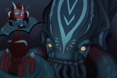 asphyxiation captured creepy depth drowning feral horizontal_pupils horror_(theme) illustation macro male micro pupils red_body scared scenery sea sinking size_difference solo trapped underwater water wings airymiller jewish_mythology mythology subnautica subnautica_2 unknown_worlds_entertainment aquatic aquatic_dragon cephalopod coleoid decapodiform dragon leviathan mollusk monster mythological_creature mythological_marine mythological_scalie scalie squid bust_portrait hi_res portrait