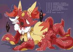 2021 ambiguous_gender anthro braixen canid canine cephalopod coleoid failed_transformation generation_2_pokemon generation_6_pokemon hi_res humanoid ink inner_ear_fluff japanese_text mammal marine mollusk monster monstrous_humanoid nightmare_fuel nintendo octillery octopodiform pokemon pokemon_(species) slime solo tentacles text transformation translation_check translation_request tuft winte