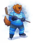 anthro brown_body brown_fur clothing fur gloves grey_nose hamilton_wanderers handwear hockey hockey_jersey hockey_stick ice_skates ice_skating male neck_tuft simple_background solo sport tuft pac devin_d_parlett newf canid canine canis domestic_dog mammal molosser mountain_dog newfoundland_dog digital_media_(artwork) hi_res