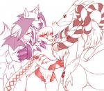 anthro breasts featureless_breasts featureless_crotch female group iriedono bandai_namco digimon canid canine digimon_(species) domestic_cat felid feline felis kyubimon maine_coon mammal meicrackmon meicrackmon_(original) meicrackmon_normal_mode sangloupmon digital_drawing_(artwork) digital_media_(artwork)