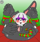 5_toes anal anal_masturbation anal_penetration anthro barefoot black_body black_fur bottomless christmas_clothing clothed clothing dildo dildo_in_ass dildo_insertion eyeshadow feet feet_up female fur genitals hair half-closed_eyes holidays humanoid_feet leg_warmers legs_up legwear long_ears long_hair looking_at_viewer makeup masturbation narrowed_eyes object_in_ass penetration plantigrade purple_eyes pussy rabbit_ears raised_leg sex_toy sex_toy_in_ass sex_toy_insertion soles solo spread_legs spread_pussy spreading stirrup_stockings stockings toes tongue tongue_out white_hair sirjzau christmas sega sonic_the_hedgehog_(series) fan_character lau_the_rabbit lagomorph leporid mammal rabbit absurd_res hi_res