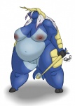 anthro belly big_belly breasts female genitals hair love_handles nipples obese obese_anthro obese_female overweight overweight_anthro overweight_female plump_labia pokemorph pussy solo white_hair bbwpokedex eddy_okapi nintendo pokemon generation_5_pokemon pokemon_(species) samurott 2011