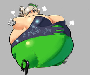 air_inflation belly belly_expansion big_belly big_breasts black_clothing black_footwear black_shoes black_topwear body_inflation bottomwear breast_expansion breasts clothing ear_piercing expansion eyebrows female floating footwear gloves green_bottomwear green_clothing green_hat green_headwear green_pants grey_background grey_eyebrows grey_hair hair handwear hat headgear headwear huge_belly huge_breasts humanoid_pointy_ears hyper hyper_belly hyper_breasts hyper_inflation immobile inflation markings mole_(marking) not_furry orange_eyes pants piercing pointy_ears pseudo_hair shoes simple_background solo spherical_inflation tan_body tan_ears tan_skin tentacle_hair tentacles three-quarter_view topwear white_clothing white_gloves white_handwear nuumatic nintendo splatoon marie_(splatoon) animal_humanoid aquatic aquatic_humanoid cephalopod cephalopod_humanoid humanoid inkling mollusk mollusk_humanoid 2022 6:5 colored digital_media_(artwork) hi_res shaded