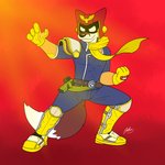 armor headgear helmet male scarf solo doggettdouglasmcdog f-zero nintendo super_smash_bros. super_smash_bros._ultimate captain_falcon canid canine canis domestic_dog mammal 1:1 hi_res