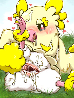 after_cloacal after_sex animal_genitalia ankle_tuft avian_feet beak biped bipedal_feral blush bodily_fluids cloaca cum cum_from_cloaca cum_from_mouth cum_in_mouth cum_inside cum_on_belly cum_on_body cum_on_face cum_on_ground day feathers female female_feral feral front_view gaping gaping_cloaca genital_fluids genitals grass half-closed_eyes hand_tuft heart_in_pupils heart_pupils heart_symbol hearts_around_head leaking_cloaca leaking_cum leg_tuft lying lying_on_grass narrowed_eyes on_grass on_ground one_leg_up pink_beak plant raised_leg simple_background sky solo spread_cloaca spreading tuft white_background white_body white_feathers yellow_body yellow_feathers diru nintendo pokemon avian baile_oricorio bird generation_7_pokemon oricorio pokemon_(species) 2026 3:4 cel_shading digital_drawing_(artwork) digital_media_(artwork) hi_res shaded