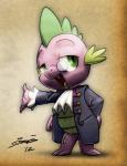 dragon eyewear fangs formal friendship_is_magic glasses green_eyes lionheartcartoon male my_little_pony purple_body solo spike_(mlp) spines suit young
Rating: Safe
Score: 5
User: Freel
Date: February 15, 2014