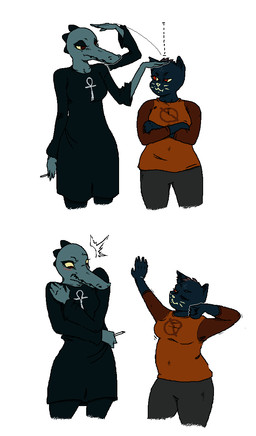 ankh anthro blouse blush bottomwear breast_envy breasts cigarette clothed clothing dress duo eyebrows female fully_clothed humor logo null_symbol one_eye_closed pants raised_eyebrow sharp_teeth shirt size_difference slightly_chubby stretching symbol t-shirt teeth thick_thighs topwear wide_hips able_(artist) night_in_the_woods bea_santello mae_borowski alligator alligatorid crocodile crocodilian domestic_cat felid feline felis mammal reptile scalie hi_res