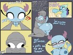 anthro armless aroused big_breasts big_butt blue_body blush bodily_fluids breasts butt duo female huge_butt male meme_pose short_stack sweat tears text white_eyes tibbs nintendo pokemon milly_(tibbs) generation_2_pokemon human mammal pokemon_(species) quagsire wooper absurd_res english_text hi_res