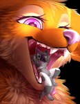 anthro cinemagraph duo feral machine micro mouth_shot open_mouth partially_inside vore wet bloominglynx espiozx canid canine fox mammal protogen 2d_animation animated colored detailed digital_media_(artwork) motion_tweening short_playtime