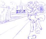 anthro blue_and_white border_collie canid canine canis cheri_(lord_magicpants) clothing collie domestic_dog dress duo female female/female fountain herding_dog jenni kissing lord_magicpants making_out mammal monochrome panties pastoral_dog restaurant sheepdog underwear undressing