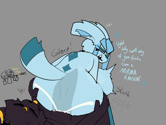 anal anal_penetration annoyed anthro balls_deep blue_body blue_fur bodily_fluids cum cum_inflation cum_inside dark_sclera duo excessive_cum excessive_genital_fluids eyes_closed fur genital_fluids genitals inflation male male/male male_penetrated male_penetrating male_penetrating_male nude penetration penile penis penis_silhouette recording sex simple_background tail tapering_penis text gazaster nintendo pokemon gams_(gazaster) lex_(gazaster) penumbra_(penumbraumbreon) canid canine eeveelution felid generation_2_pokemon generation_4_pokemon glaceon mammal pokemon_(species) shinx umbreon 2025 4:3 digital_media_(artwork) english_text hi_res signature nonbinary_(lore)