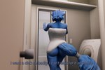 3:2 3d_(artwork) anthro bathroom canid canine dialogue digital_media_(artwork) english_text female fox fur hi_res krystal_(star_fox) mammal nintendo radanon solo star_fox story text towel towel_only warfare_krystal warfare_machine