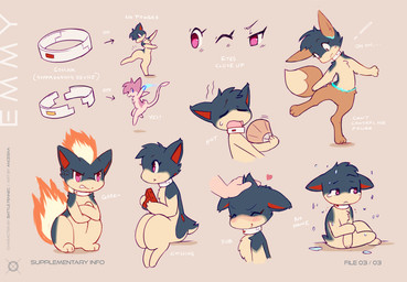 3_toes ambiguous_gender angry anthro black_text blush bodily_fluids brown_body brown_ears brown_fur brown_tail chest_tuft collar cross-popping_vein crossed_arms disembodied_hand duo elemental_manipulation exclamation_point eyelashes eyes_closed feet female fire fire_manipulation flaming_tail food fruit fur fur_tuft fusion grey_body grey_ears grey_fur half-closed_eyes hand_fan head_tuft heart_symbol holding_food holding_fruit holding_object levitation looking_aside looking_at_self melon motion_lines multicolored_body multicolored_fur multiple_angles narrowed_eyes naturally_censored no_pupils nude on_one_leg open_mouth petting pink_body pink_ears pink_eyes pink_fur pink_tail plant pointy_ears pokemon_fusion prick_ears raining red_inner_ear sad semi-anthro simple_background sitting smile solo species_transformation standing surprised sweat sweatdrop tail tan_background tan_body tan_fur tears text thin_eyebrows toes transformation tuft two_tone_body two_tone_fur watermelon watermelon_slice wet wet_body wet_fur white_text wide_crotch wide_eyed ancesra fakemon nintendo pokemon emmy_(battle_fennec) eevee generation_1_pokemon generation_2_pokemon hybrid legendary_pokemon mew_(pokemon) pokemon_(species) quilava 2020 artist_name colored digital_drawing_(artwork) digital_media_(artwork) english_text flat_colors hi_res model_sheet multiple_images