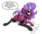 animal_genitalia anus clothing cutie_mark dock_(anatomy) equine_anus female feral fur genitals hair horn leash legwear makeup nude piercing puffy_anus pussy quadruped raised_tail simple_background solo stockings tail tail_anus text ybkathan hasbro my_little_pony mythology equid equine horse mammal mythological_creature mythological_equine pony unicorn digital_media_(artwork) english_text hi_res