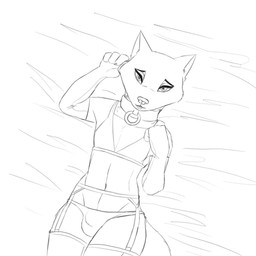anthro bedroom_eyes bra bulge clothed clothing collar crossdressing crossdressing_male fur looking_at_viewer lying male male_anthro narrowed_eyes naughty_face on_back panties pose seductive solo underwear doyle_(artist) pseudofox canid canine fox mammal 1:1 hi_res monochrome portrait sketch three-quarter_portrait nonbinary_(lore) trans_(lore) trans_woman_(lore)