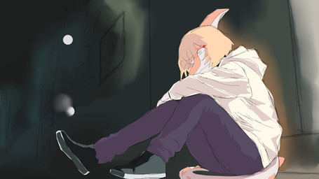anthro biped blonde_hair bone_frill bottomwear clothed clothed_anthro clothed_female clothing eyewear female footwear frill_(anatomy) glasses green_eyes grey_bottomwear grey_clothing grey_pants hair low-angle_view medium_hair multicolored_body multicolored_scales orange_body orange_scales pants plantigrade sad scales shirt shoes side_view sitting solo spiked_tail spikes spikes_(anatomy) tail topwear two_tone_body two_tone_scales white_body white_clothing white_scales white_shirt white_topwear ryangoslinghorny goodbye_volcano_high ko_op_(game_developer) naomi_(gvh) dinosaur hadrosaurid ornithischian ornithopod parasaurolophus prehistoric_species reptile scalie 16:9 colored hi_res shaded sketch widescreen