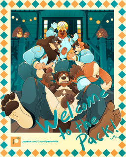 anthro balls blue_balls blue_body blue_bottomwear blue_clothing blue_fur blue_pants bodily_fluids bottomwear brown_body brown_fur brown_nipples clothed clothing cum cum_string erection foreskin fur genital_fluids genitals group humanoid_genitalia humanoid_penis jacket male male_anthro mid_transformation moobs mouth_closed nipples obese obese_anthro obese_male open_clothing open_jacket open_mouth open_topwear orange_body orange_fur outside overweight overweight_anthro overweight_male pants penis red_tongue spread_legs spreading text tongue tongue_out topwear torn_bottomwear torn_clothing torn_pants white_balls white_body white_fur yellow_body yellow_fur chocolateandmilk richard_(chocolateandmilk) canid canine canis domestic_dog mammal english_text hi_res