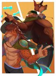 anthro big_muscles capelet chess duo gesture male muscular muscular_anthro muscular_male pecs tkfkd5362 undertaker canid canine canis dobermann domestic_dog felid feline mammal pantherine pinscher hi_res