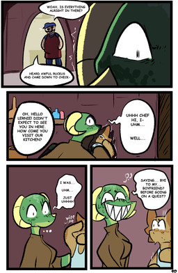 anthro blood bodily_fluids clothed clothing dialogue female greeting group horn male shaking speech_bubble tears text trembling trio brradett lernie_(brradett) tim_(brradett) human mammal scalie absurd_res colored comic digital_media_(artwork) english_text hi_res