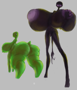 armless big_breasts big_butt breasts butt duo female genitals green_body huge_breasts huge_butt hyper hyper_breasts hyper_butt leaking small_waist vulva lutha microsoft minecraft mojang xbox_game_studios creeper_(minecraft) enderman