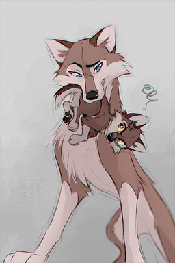 age_difference ambiguous_gender angry black_eyebrows black_nose black_pawpads blue_eyes brown_body brown_fur cheek_tuft duo eyebrows facial_tuft feral fur green_eyes holding_another looking_at_another multicolored_body multicolored_fur pawpads quadruped size_difference snout tail tan_body tan_fur tuft two_tone_body two_tone_fur yellow_sclera azzai balto_(series) universal_studios aleu_(balto) fan_character canid canine canis mammal wolf mother_(lore) mother_and_child_(lore) mother_and_son_(lore) parent_(lore) parent_and_child_(lore) parent_and_son_(lore) son_(lore)