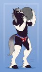 abs anthro atlas brown_eyes clothed clothing fetlocks fur grey_mane grey_tail hair holding_object male mane mostly_nude pose rock simple_background smile solo standing tail teeth underwear union_jack jenery european_mythology greek_mythology mythology equid equine horse mammal absurd_res digital_media_(artwork) hi_res