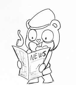 anthro bathrobe buckteeth clothing hat headgear headwear holding_newspaper holding_object male newspaper pipe reading reading_newspaper robe shocked simple_background smoking_pipe solo standing teeth three-quarter_view tongue white_background achromasloth happy_tree_friends pop_(htf) bear mammal 2019 hi_res monochrome sketch traditional_media_(artwork)