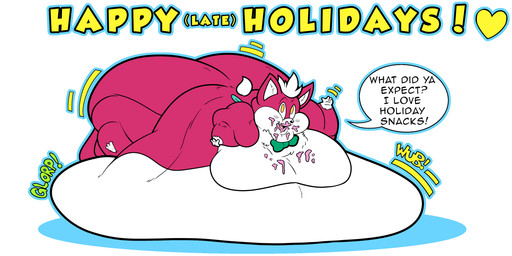 anthro back_wings belly big_belly big_butt black_nose blush blush_lines bow_tie butt cake dessert feet food frosting frosting_on_face fur green_bow_tie hair holidays huge_belly huge_butt hyper hyper_belly immobile immobilization male morbidly_obese morbidly_obese_anthro morbidly_obese_male obese obese_anthro obese_male overweight overweight_anthro overweight_male red_arms red_body red_fur small_feet solo speech_bubble text weight_gain weight_gain_sequence white_belly white_chest white_hair white_hands white_moobs white_mouth wings floofyboyetime christmas sega sonic_the_hedgehog_(series) sonic_unleashed chip_(sonic) unknown_species english_text hi_res