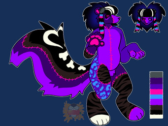 alternative_fashion ambiguous_gender anthro bone_markings color_swatch coontail_hair countershading eyelashes fur hair heart_(marking) leopard_spots mango markings multicolored_body multicolored_fur multicolored_hair paws scene_(fashion) simple_background solo sparklefur spots striped_body striped_fur stripes transparent_background chowmalgamation vengeance_(skunkbitez) bear mammal mephitid skunk undead zombie 2026 4:3 alpha_channel hi_res model_sheet watermark