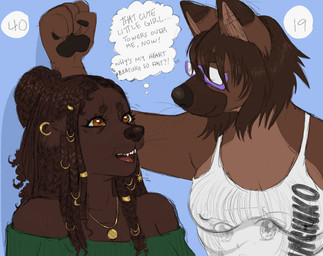 age_difference age_swap aged_down aged_up anthro black_coded brown_body brown_fur clothing duo ear_piercing ear_ring eyewear female fur glasses hair_jewelry older_female piercing protective_hairstyle ring_piercing size_difference younger_female breadbitch420 panchiko katie_(breadbitch420) phoebe_(breadbitch420) canid canine canis domestic_dog german_shepherd herding_dog mammal pastoral_dog poodle hi_res trans_(lore) trans_woman_(lore)