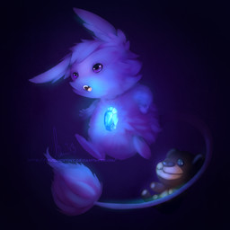 4_fingers anthro belly_gem cheek_tuft facial_tuft featureless_crotch featureless_feet feet fingers fluffy_ears fur gem gradient_background hair lidded_eyes light lightning_bolt long_ears long_tail male midair no_eyebrows noseless nude_anthro nude_male open_mouth pink_tongue plushie purple_body purple_eyes purple_fur purple_hair purple_tail purple_tail_tuft sapphire_(gem) semi-anthro simple_background solo tail tail_tuft teddy_bear text tongue tuft vividdestiny kappa_mikey guano_(kappa_mikey) mammal unknown_species 1:1 2017 colored digital_drawing_(artwork) digital_media_(artwork) english_description full-length_portrait lighting portrait shaded signature url