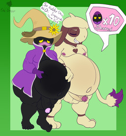 anthro balls belly big_balls big_belly big_butt big_hat big_penis black_body blush blushing_profusely butt clothing embarrassed embarrassed_male erection foreskin genitals huge_balls huge_belly huge_penis huge_thighs male penis pregnant pregnant_anthro pregnant_male purple_clothing thick_penis thick_thighs wide_hips conditional_dnp ori-doggo final_fantasy nintendo pokemon square_enix fan_character ori_(ori-doggo) black_mage_(final_fantasy) generation_2_pokemon pokemon_(species) smeargle absurd_res hi_res