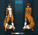 animal_genitalia anthro biped blue_eyes fur genitals grey_body grey_fur hair male nude orange_body orange_fur red_body red_fur red_hair red_nose sheath short_hair solo standing text white_body white_fur eliana-asato ayuke canid canine fox mammal swift_fox true_fox 2015 english_text model_sheet