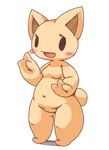 anthro blush breasts empty_eyes eyelashes female looking_at_viewer navel nipples open_mouth open_smile orange_body scut_tail short_tail simple_background small_breasts smile solo standing tail white_background crepix 2channel gana_(2channel) 2015