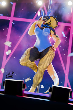 anthro blue_eyes bow_tie bunny_costume clothing costume dust_particles fake_ears fake_rabbit_ears fangs female fishnet_clothing fishnet_legwear hand_on_hip legwear looking_at_viewer low-angle_view money multicolored_body multicolored_scales neon_lights open_mouth open_smile pole scales smile smiling_at_viewer snake_hood solo stage stage_lights strip_club stripper_pole teeth teeth_showing tongue tongue_out two_tone_body two_tone_scales volumetric_lighting yellow_body myles_vesper blender_cycles cobra reptile scalie snake 2:3 3d_(artwork) absurd_res blender_(artwork) digital_media_(artwork) hi_res