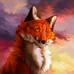 ambiguous_feral ambiguous_gender black_ears black_nose cheek_tuft chest_tuft cloud facial_tuft feral fur looking_at_viewer mouth_closed neck_tuft orange_body orange_eyes orange_fur outside sky solo text tuft whiskers white_body white_fur msdeadsoul canid canine fox mammal 1:1 2025 artist_name dated hi_res