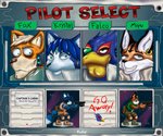 anthro blaster female group interface male parody text freefox metal_slug nintendo star_fox falco_lombardi fox_mccloud krystal_(star_fox) miyu_(star_fox) avian bird canid canine felid feline fox lynx mammal 6:5 absurd_res english_text hi_res