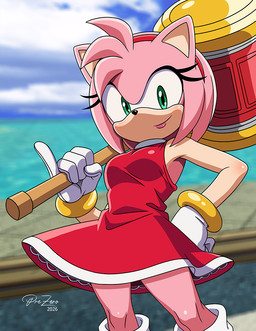 accessory anthro bracelet breasts clothing cloud dress female female_anthro gloves green_eyes hammer handwear head_tuft headband holding_object holding_weapon jewelry piko_piko_hammer pink_body sledgehammer solo tools tuft weapon prezer0 archie_comics sega sonic_the_hedgehog_(series) amy_rose eulipotyphlan hedgehog mammal