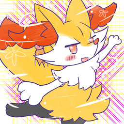 ambiguous_anthro ambiguous_gender anthro arms_out biped blush blush_stickers digitigrade dipstick_tail food front_view looking_at_viewer markings motion_lines no_pupils object_in_tail on_one_leg open_:3 open_mouth open_smile shrimp_(food) smile solo spinning standing tail tail_markings annyui0611 nintendo pokemon braixen canid generation_6_pokemon mammal pokemon_(species) 1:1 2023 digital_drawing_(artwork) digital_media_(artwork) hi_res japanese_description portrait three-quarter_portrait translated_description