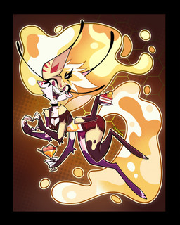 4_arms 5_fingers antennae_(anatomy) anthro biped bottomwear breasts clothed clothed_anthro clothed_female clothing feet female fingers front_view fully_clothed fully_clothed_anthro fully_clothed_female hair multi_arm multi_limb open_mouth open_smile smile solo tail teeth toes tongue topwear praquina hellaverse helluva_boss queen_bee-lzebub_(helluva_boss) canid canine fox mammal 2025 better_version_at_source digital_drawing_(artwork) digital_media_(artwork) hi_res