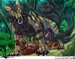 animal_genitalia animal_penis balls canine_genitalia canine_penis detailed_background duo erection female feral forest genitals knot male male/female on_top penis plant text tree salonkitty nintendo pokemon arcanine canid canine felid generation_1_pokemon mammal persian_(pokemon) pokemon_(species) url