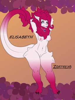 anthro breasts collar curvy_figure female fluffy fluffy_hair fluffy_tail fur genitals hair horn mane multicolored_body nipples one_eye_closed pink_nipples raised_arm red_hair red_legs small_breasts solo tail two_tone_body vulva white_body wide_hips zortrex mythology dragon furred_dragon furred_scalie mythological_creature mythological_scalie scalie 3:4 absurd_res hi_res
