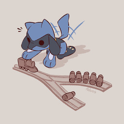 3_fingers 3_toes ambiguous_gender anthro biped black_eyes blue_body blue_fur blue_tail feet fingers front_view fur kneeling nude nude_ambiguous nude_anthro pawpads paws simple_background solo tail tail_motion tailwag toes advos nintendo pokemon trolley_problem generation_4_pokemon pokemon_(species) riolu 1:1 2026 digital_drawing_(artwork) digital_media_(artwork)
